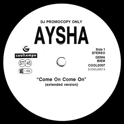 Aysha : Come On Come On (12", Promo)