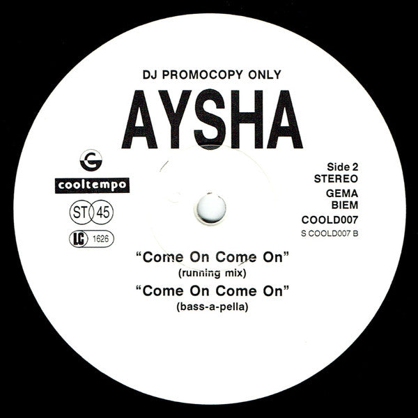 Aysha : Come On Come On (12", Promo)