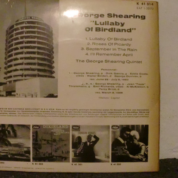 George Shearing : Lullaby Of Birdland (7", EP)